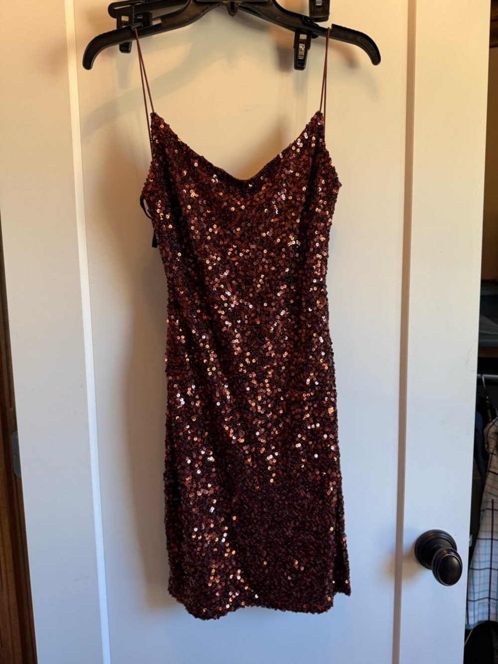 Sequin Slip Dress in Deep Burgundy
